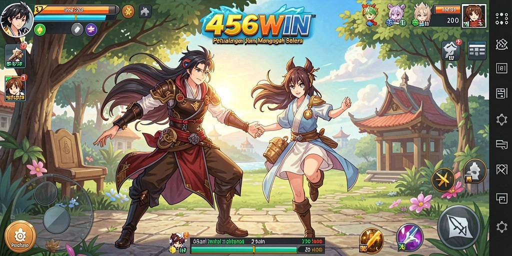 Screenshot menampilkan seru pertarungan karakter anime dalam 456WIN.