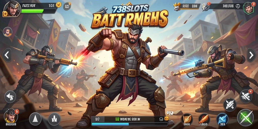 Tangkapan layar menunjukkan aksi seru gameplay Battle Royale di 738SLOTS.