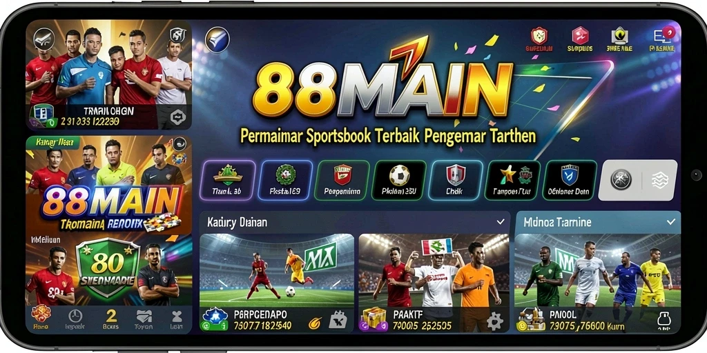 Tampilan utama 88MAIN dengan berbagai opsi taruhan olahraga.