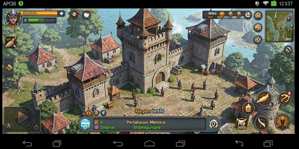 Tampilan gameplay seru API36 dengan menara dan musuh dalam aksi.