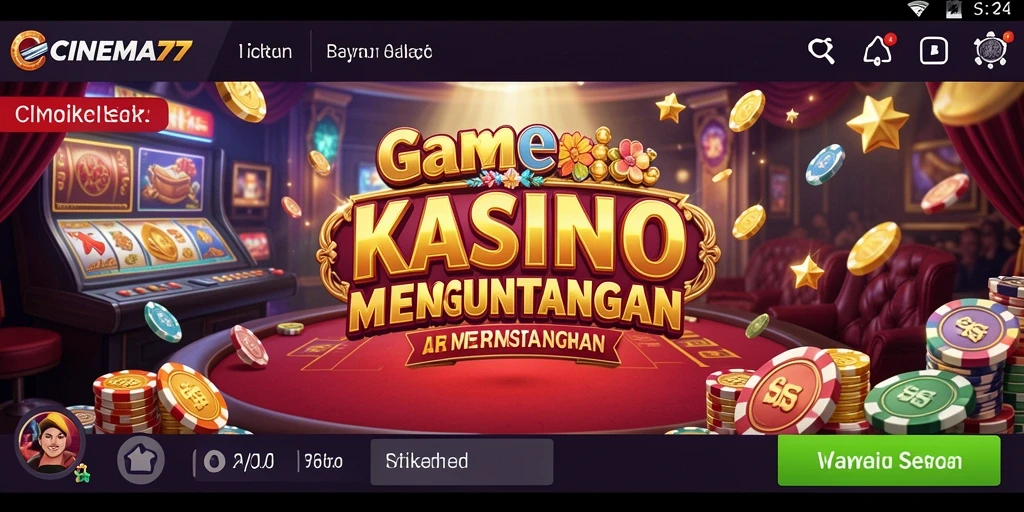 Screenshot CINEMA77 menunjukkan pengalaman bermain Kasino yang seru.