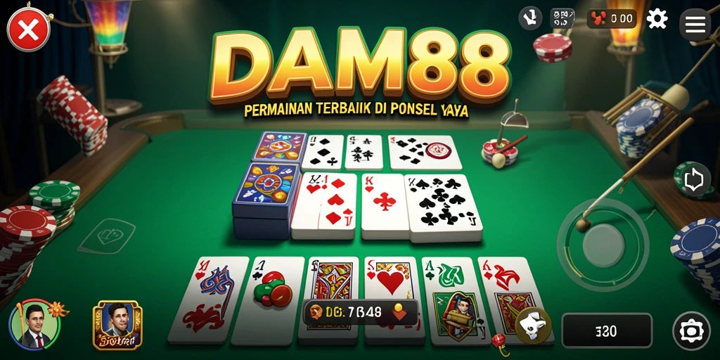 Tampilan gameplay menarik dari game Domino DAM88.
