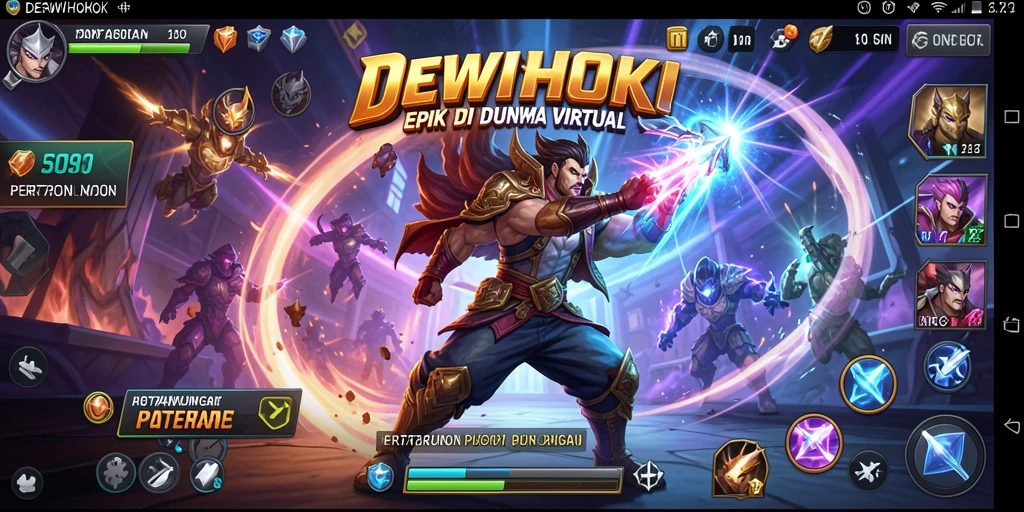 Screenshot DEWIHOKI menampilkan pertarungan epik antara karakter-karakter kuat.