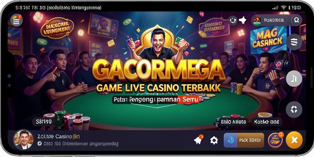 Tampilan gameplay seru GACORMEGA dengan dealer langsung di kasino.