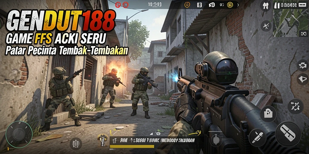Screenshot memperlihatkan aksi tembak-menembak yang mendebarkan di GENDUT188.