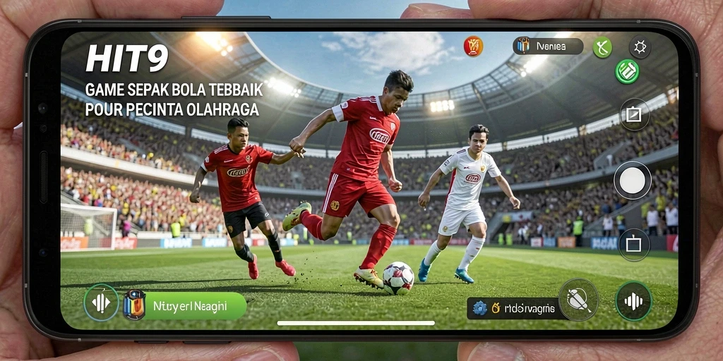 Tampilan gameplay HIT9 yang penuh aksi di lapangan sepak bola.