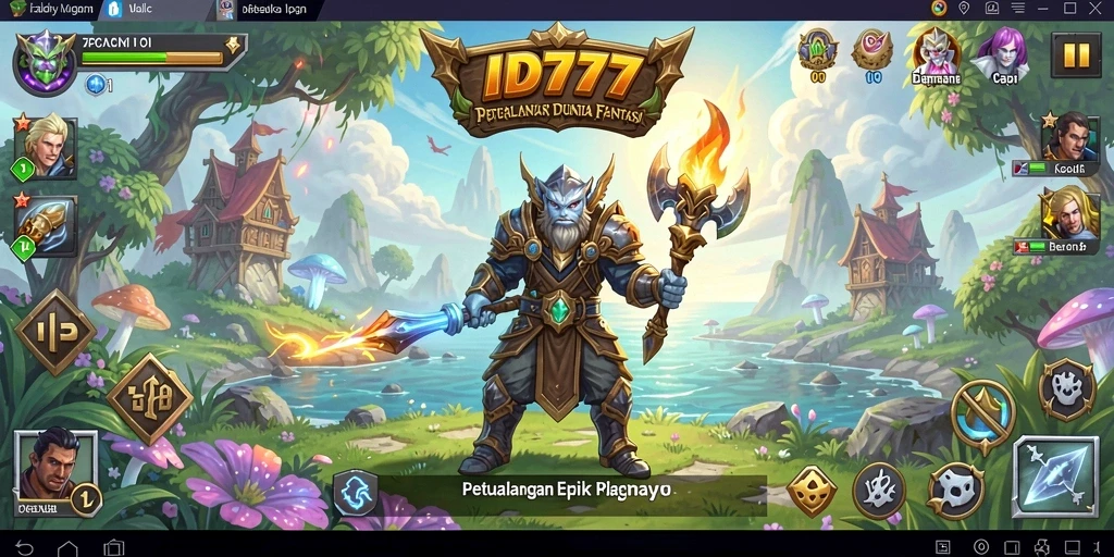 Tampilan gameplay ID777 yang menampilkan aksi seru dalam pertempuran RPG.