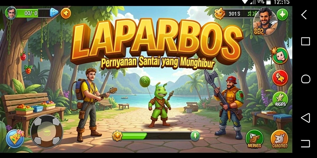 Screenshot utama LAPARBOS menampilkan gameplay yang penuh warna dan menarik.