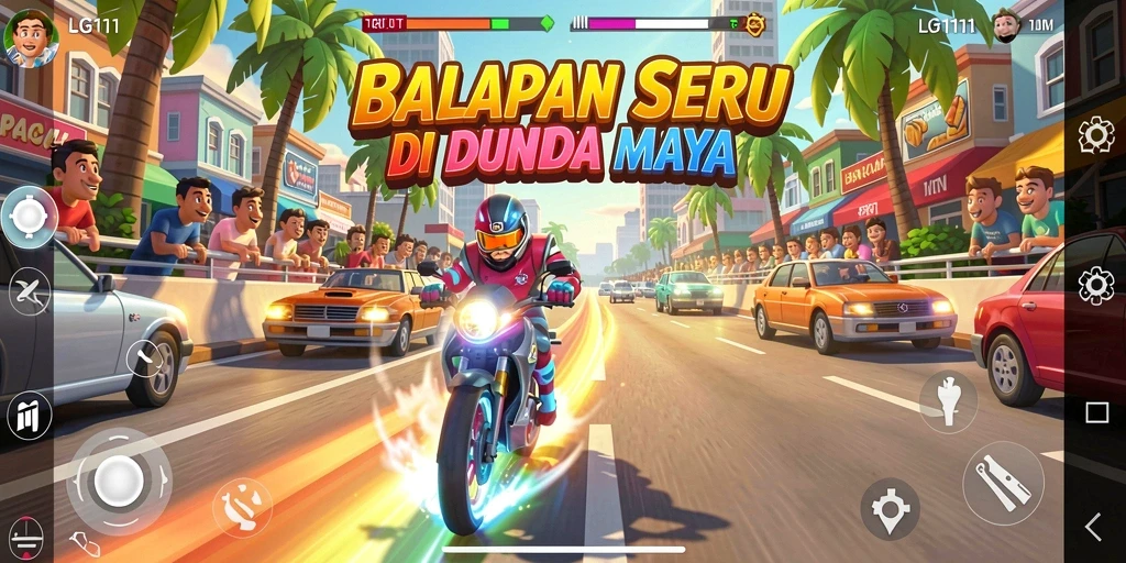 Tampilan menarik dari gameplay balapan LG111 yang mendebarkan.
