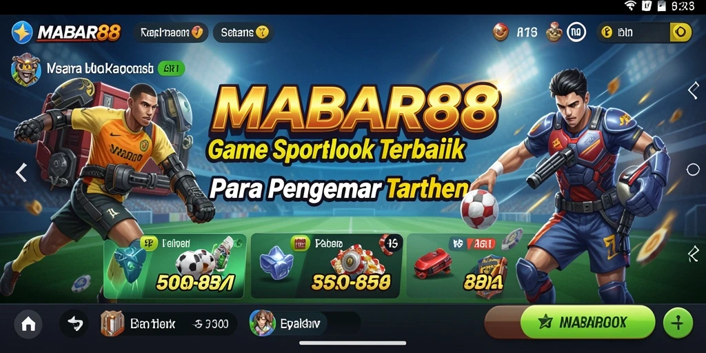 Tampilan utama MABAR88 menampilkan berbagai opsi taruhan olahraga.