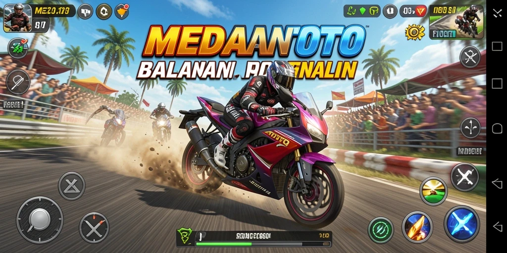 Tampilan gameplay balapan motor yang mendebarkan di MEDANTOTO.