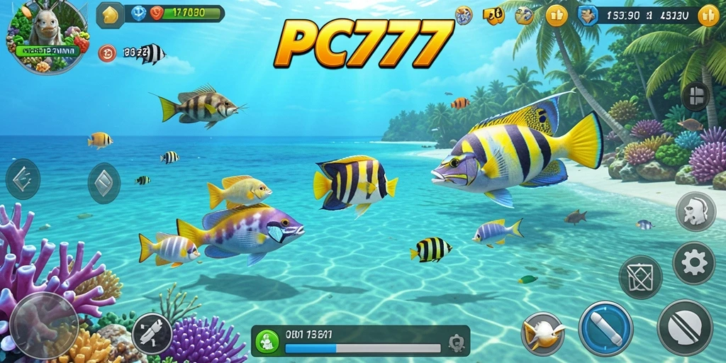 Tangkapan layar gameplay PC777 yang penuh aksi Tembak Ikan.