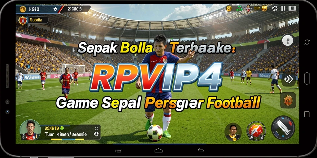 Tampilan gameplay RPVIP4 yang mendebarkan dalam aksi sepak bola.