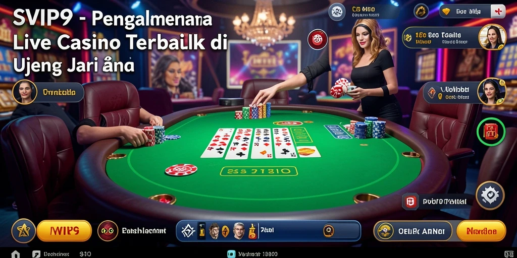 Tangkapan layar SVIP9 menampilkan dealer langsung dan suasana kasino yang mendebarkan.
